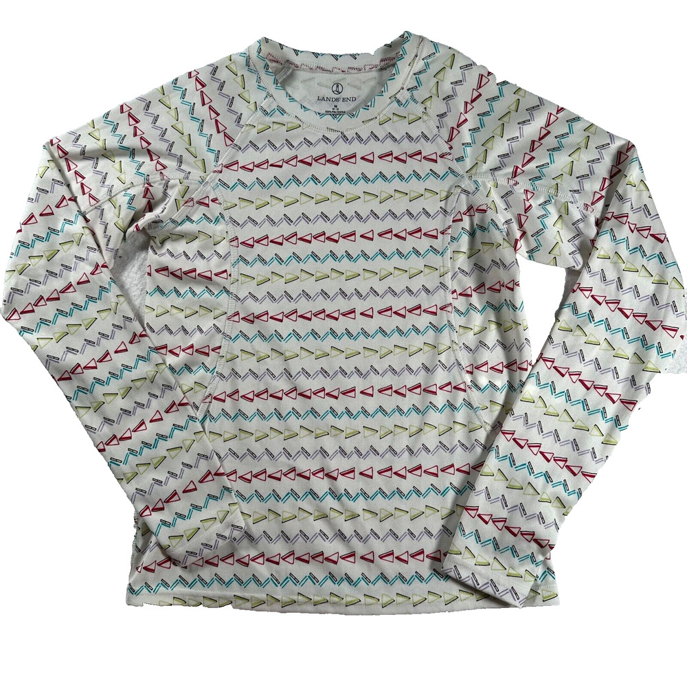 Lands' End Rashguard Girls Medium Shirt Base Layer Triangle Long Sleeve